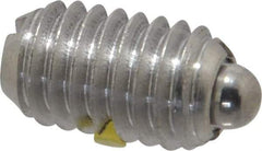 Vlier - 3/8-16, 5/8" Thread Length, 0.11" Plunger Projection, Stainless Steel Threaded Spring Plunger - 0.186" Max Plunger Diam, 0.625" Plunger Length, 1.5 Lb Init End Force, 5 Lb Final End Force - Exact Tool & Supply