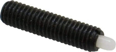 Vlier - 10-32, 3/4" Thread Length, 1/8" Plunger Projection, Steel Threaded Spring Plunger - 0.09 - 0.092" Max Plunger Diam, 3/4" Plunger Length, 1.3 Lb Init End Force, 2.7 Lb Final End Force - Exact Tool & Supply