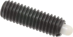 Vlier - 3/8-16, 1-1/8" Thread Length, 3/16" Plunger Projection, Steel Threaded Spring Plunger - 0.185 - 3/16" Max Plunger Diam, 1-1/8" Plunger Length, 5.5 Lb Init End Force, 14.5 Lb Final End Force - Exact Tool & Supply