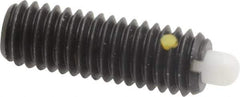 Vlier - 3/8-16, 1-1/8" Thread Length, 3/16" Plunger Projection, Steel Threaded Spring Plunger - 0.185 - 3/16" Max Plunger Diam, 1-1/8" Plunger Length, 5.5 Lb Init End Force, 14.5 Lb Final End Force - Exact Tool & Supply