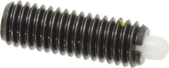 Vlier - 3/8-16, 1-1/8" Thread Length, 3/16" Plunger Projection, Steel Threaded Spring Plunger - 0.185 - 3/16" Max Plunger Diam, 1-1/8" Plunger Length, 2.8 Lb Init End Force, 7.2 Lb Final End Force - Exact Tool & Supply