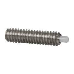 Vlier - 8-32, 5/8" Thread Length, 3/32" Plunger Projection, Stainless Steel Threaded Spring Plunger - 0.068 - 0.07" Max Plunger Diam, 5/8" Plunger Length, 2.7 Lb Init End Force, 7.3 Lb Final End Force - Exact Tool & Supply
