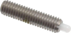 Vlier - 10-32, 3/4" Thread Length, 1/8" Plunger Projection, Stainless Steel Threaded Spring Plunger - 0.09 - 0.092" Max Plunger Diam, 3/4" Plunger Length, 1.3 Lb Init End Force, 2.7 Lb Final End Force - Exact Tool & Supply