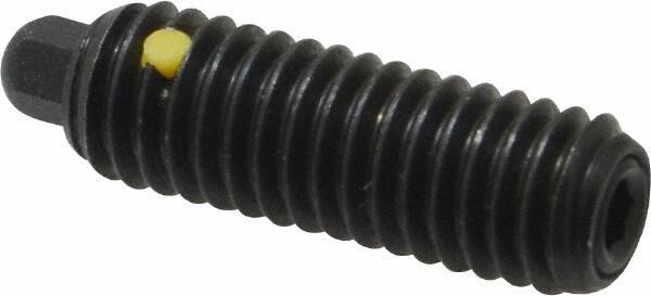 Vlier - 3/8-16, 1-1/8" Thread Length, 3/16" Plunger Projection, Steel Threaded Spring Plunger - 3/16 (Hex)" Max Plunger Diam, 1-1/8" Plunger Length, 2.8 Lb Init End Force, 7.2 Lb Final End Force, 3/16" Hex - Exact Tool & Supply