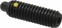 Vlier - 3/8-16, 1-1/8" Thread Length, 3/16" Plunger Projection, Steel Threaded Spring Plunger - 3/16 (Hex)" Max Plunger Diam, 1-1/8" Plunger Length, 2.8 Lb Init End Force, 7.2 Lb Final End Force, 3/16" Hex - Exact Tool & Supply