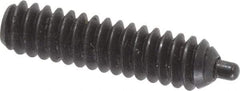 Vlier - 6-32, 17/32" Thread Length, 1/16" Plunger Projection, Steel Threaded Spring Plunger - 0.044 - 0.045" Max Plunger Diam, 17/32" Plunger Length, 0.5 Lb Init End Force, 1.5 Lb Final End Force, 0.063" Hex - Exact Tool & Supply