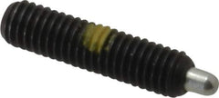 Vlier - 10-32, 3/4" Thread Length, 1/8" Plunger Projection, Steel Threaded Spring Plunger - 0.091 - 0.092" Max Plunger Diam, 3/4" Plunger Length, 1.3 Lb Init End Force, 2.7 Lb Final End Force, 0.063" Hex - Exact Tool & Supply