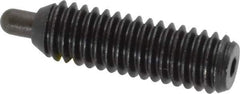 Vlier - 5/16-18, 1" Thread Length, 3/16" Plunger Projection, Steel Threaded Spring Plunger - 0.133 - 0.135" Max Plunger Diam, 1" Plunger Length, 3 Lb Init End Force, 15 Lb Final End Force, 0.093" Hex - Exact Tool & Supply