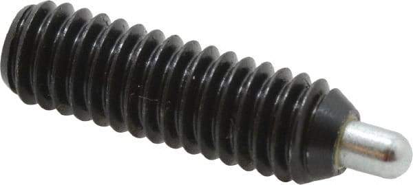 Vlier - 5/16-18, 1" Thread Length, 3/16" Plunger Projection, Steel Threaded Spring Plunger - 0.133 - 0.135" Max Plunger Diam, 1" Plunger Length, 1.5 Lb Init End Force, 4.5 Lb Final End Force, 0.093" Hex - Exact Tool & Supply