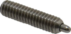 Vlier - 8-32, 5/8" Thread Length, 3/32" Plunger Projection, Stainless Steel Threaded Spring Plunger - 0.069 - 0.07" Max Plunger Diam, 5/8" Plunger Length, 2.7 Lb Init End Force, 7.3 Lb Final End Force, 0.063" Hex - Exact Tool & Supply