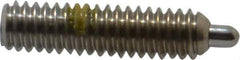 Vlier - 8-32, 5/8" Thread Length, 3/32" Plunger Projection, Stainless Steel Threaded Spring Plunger - 0.069 - 0.07" Max Plunger Diam, 5/8" Plunger Length, 2.7 Lb Init End Force, 7.3 Lb Final End Force, 0.063" Hex - Exact Tool & Supply