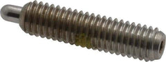 Vlier - 10-32, 3/4" Thread Length, 1/8" Plunger Projection, Stainless Steel Threaded Spring Plunger - 0.091 - 0.092" Max Plunger Diam, 3/4" Plunger Length, 2.9 Lb Init End Force, 11.1 Lb Final End Force, 0.063" Hex - Exact Tool & Supply