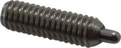 Vlier - 5/16-18, 1" Thread Length, 3/16" Plunger Projection, Stainless Steel Threaded Spring Plunger - 0.133 - 0.135" Max Plunger Diam, 1" Plunger Length, 1.5 Lb Init End Force, 4.5 Lb Final End Force, 0.093" Hex - Exact Tool & Supply