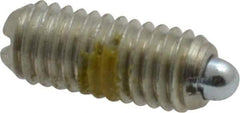 Vlier - 10-32, 0.468" Thread Length, 0.065" Plunger Projection, Steel Threaded Spring Plunger - 0.093" Max Plunger Diam, 0.468" Plunger Length, 0.75 Lb Init End Force, 2.5 Lb Final End Force - Exact Tool & Supply