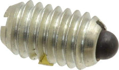 Vlier - 3/8-16, 5/8" Thread Length, 0.11" Plunger Projection, Steel Threaded Spring Plunger - 0.186" Max Plunger Diam, 0.625" Plunger Length, 4.5 Lb Init End Force, 18.5 Lb Final End Force - Exact Tool & Supply