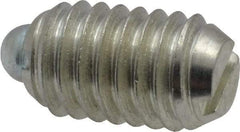 Vlier - 3/8-16, 5/8" Thread Length, 0.11" Plunger Projection, Steel Threaded Spring Plunger - 0.186" Max Plunger Diam, 0.625" Plunger Length, 1.5 Lb Init End Force, 5 Lb Final End Force - Exact Tool & Supply
