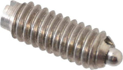 Vlier - 8-32, 7/16" Thread Length, 0.052" Plunger Projection, Stainless Steel Threaded Spring Plunger - 0.07" Max Plunger Diam, 0.437" Plunger Length, 1.5 Lb Init End Force, 4.75 Lb Final End Force - Exact Tool & Supply