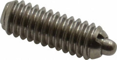 Vlier - 8-32, 7/16" Thread Length, 0.052" Plunger Projection, Stainless Steel Threaded Spring Plunger - 0.07" Max Plunger Diam, 0.437" Plunger Length, 0.5 Lb Init End Force, 1.5 Lb Final End Force - Exact Tool & Supply