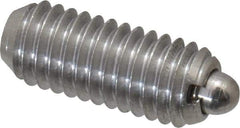 Vlier - 10-32, 0.468" Thread Length, 0.065" Plunger Projection, Stainless Steel Threaded Spring Plunger - 0.093" Max Plunger Diam, 0.468" Plunger Length, 1.75 Lb Init End Force, 6.25 Lb Final End Force - Exact Tool & Supply