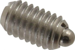 Vlier - 3/8-16, 5/8" Thread Length, 0.11" Plunger Projection, Stainless Steel Threaded Spring Plunger - 0.186" Max Plunger Diam, 0.625" Plunger Length, 4.5 Lb Init End Force, 18.5 Lb Final End Force - Exact Tool & Supply