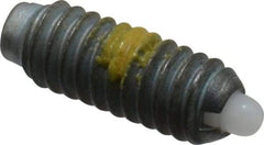 Vlier - 8-32, 7/16" Thread Length, 0.052" Plunger Projection, Steel Threaded Spring Plunger - 0.07" Max Plunger Diam, 0.437" Plunger Length, 1.5 Lb Init End Force, 4.75 Lb Final End Force - Exact Tool & Supply