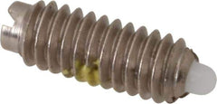 Vlier - 8-32, 7/16" Thread Length, 0.052" Plunger Projection, Steel Threaded Spring Plunger - 0.07" Max Plunger Diam, 0.437" Plunger Length, 0.5 Lb Init End Force, 1.5 Lb Final End Force - Exact Tool & Supply