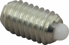 Vlier - 3/8-16, 5/8" Thread Length, 0.11" Plunger Projection, Steel Threaded Spring Plunger - 0.186" Max Plunger Diam, 0.625" Plunger Length, 4.5 Lb Init End Force, 18.5 Lb Final End Force - Exact Tool & Supply