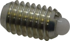 Vlier - 3/8-16, 5/8" Thread Length, 0.11" Plunger Projection, Steel Threaded Spring Plunger - 0.186" Max Plunger Diam, 0.625" Plunger Length, 4.5 Lb Init End Force, 18.5 Lb Final End Force - Exact Tool & Supply