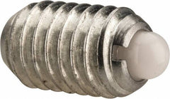 Vlier - 3/8-16, 5/8" Thread Length, 0.11" Plunger Projection, Steel Threaded Spring Plunger - 0.186" Max Plunger Diam, 0.625" Plunger Length, 1.5 Lb Init End Force, 5 Lb Final End Force - Exact Tool & Supply
