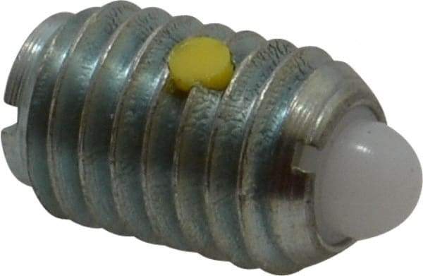 Vlier - 1/2-13, 3/4" Thread Length, 0.151" Plunger Projection, Steel Threaded Spring Plunger - 1/4" Max Plunger Diam, 0.75" Plunger Length, 1.75 Lb Init End Force, 5.5 Lb Final End Force - Exact Tool & Supply