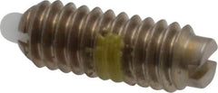 Vlier - 8-32, 7/16" Thread Length, 0.052" Plunger Projection, Stainless Steel Threaded Spring Plunger - 0.07" Max Plunger Diam, 0.437" Plunger Length, 1.5 Lb Init End Force, 4.75 Lb Final End Force - Exact Tool & Supply
