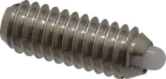 Vlier - 8-32, 7/16" Thread Length, 0.052" Plunger Projection, Stainless Steel Threaded Spring Plunger - 0.07" Max Plunger Diam, 0.437" Plunger Length, 0.5 Lb Init End Force, 1.5 Lb Final End Force - Exact Tool & Supply