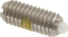 Vlier - 10-32, 0.468" Thread Length, 0.065" Plunger Projection, Stainless Steel Threaded Spring Plunger - 0.093" Max Plunger Diam, 0.468" Plunger Length, 0.75 Lb Init End Force, 2.5 Lb Final End Force - Exact Tool & Supply