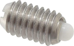 Vlier - 3/8-16, 5/8" Thread Length, 0.11" Plunger Projection, Stainless Steel Threaded Spring Plunger - 0.186" Max Plunger Diam, 0.625" Plunger Length, 4.5 Lb Init End Force, 18.5 Lb Final End Force - Exact Tool & Supply