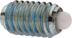 Vlier - 3/8-16, 5/8" Thread Length, 0.11" Plunger Projection, Stainless Steel Threaded Spring Plunger - 0.186" Max Plunger Diam, 0.625" Plunger Length, 4.5 Lb Init End Force, 18.5 Lb Final End Force - Exact Tool & Supply