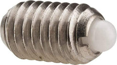 Vlier - 3/8-16, 5/8" Thread Length, 0.11" Plunger Projection, Stainless Steel Threaded Spring Plunger - 0.186" Max Plunger Diam, 0.625" Plunger Length, 1.5 Lb Init End Force, 5 Lb Final End Force - Exact Tool & Supply