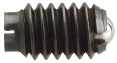 Vlier - 5/8-11, 0.375" Ball Diam, 0.984" Body Length, 0.096" Max Ball Reach, Threaded Ball Plunger - Stainless Steel Body, Stainless Steel Ball, 7 Lb Initial End Force, 50 Lb Final End Force - Exact Tool & Supply