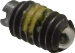 Vlier - 4-48, 0.062" Ball Diam, 0.187" Body Length, 0.02" Max Ball Reach, Threaded Ball Plunger - Steel Body, Steel Ball, 0.13 Lb Initial End Force, 0.5 Lb Final End Force, Locking Element - Exact Tool & Supply