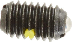 Vlier - 3/8-16, 0.188" Ball Diam, 0.625" Body Length, 0.048" Max Ball Reach, Threaded Ball Plunger - Steel Body, Steel Ball, 5 Lb Initial End Force, 10 Lb Final End Force, Locking Element - Exact Tool & Supply