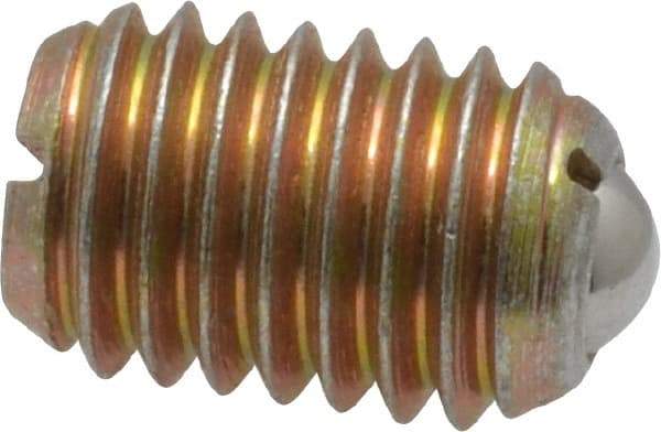 Vlier - 1/2-13, 0.281" Ball Diam, 0.75" Body Length, 0.072" Max Ball Reach, Threaded Ball Plunger - Steel Body, Steel Ball, 6 Lb Initial End Force, 30 Lb Final End Force - Exact Tool & Supply