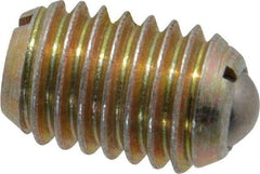 Vlier - 1/2-13, 0.281" Ball Diam, 0.75" Body Length, 0.072" Max Ball Reach, Threaded Ball Plunger - Steel Body, Steel Ball, 6 Lb Initial End Force, 30 Lb Final End Force, Locking Element - Exact Tool & Supply