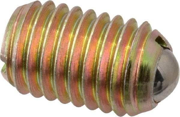 Vlier - 5/8-11, 0.375" Ball Diam, 0.984" Body Length, 0.096" Max Ball Reach, Threaded Ball Plunger - Steel Body, Steel Ball, 7 Lb Initial End Force, 50 Lb Final End Force - Exact Tool & Supply