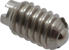 Vlier - 4-48, 0.062" Ball Diam, 0.187" Body Length, 0.02" Max Ball Reach, Threaded Ball Plunger - Stainless Steel Body, Stainless Steel Ball, 0.13 Lb Initial End Force, 0.5 Lb Final End Force - Exact Tool & Supply