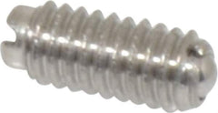 Vlier - 6-40, 0.078" Ball Diam, 0.312" Body Length, 0.023" Max Ball Reach, Threaded Ball Plunger - Stainless Steel Body, Stainless Steel Ball, 0.5 Lb Initial End Force, 1 Lb Final End Force - Exact Tool & Supply