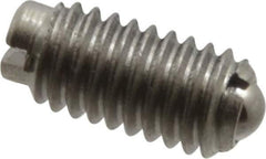 Vlier - 8-36, 0.094" Ball Diam, 0.344" Body Length, 0.025" Max Ball Reach, Threaded Ball Plunger - Stainless Steel Body, Stainless Steel Ball, 0.5 Lb Initial End Force, 1.25 Lb Final End Force - Exact Tool & Supply