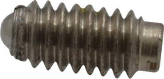 Vlier - 8-32, 0.094" Ball Diam, 0.344" Body Length, 0.025" Max Ball Reach, Threaded Ball Plunger - Stainless Steel Body, Stainless Steel Ball, 0.5 Lb Initial End Force, 1.25 Lb Final End Force, Locking Element - Exact Tool & Supply