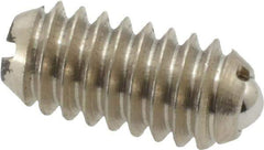 Vlier - 1/4-20, 0.125" Ball Diam, 0.531" Body Length, 0.035" Max Ball Reach, Threaded Ball Plunger - Stainless Steel Body, Stainless Steel Ball, 3 Lb Initial End Force, 7 Lb Final End Force - Exact Tool & Supply