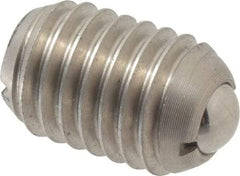 Vlier - 1/2-13, 0.281" Ball Diam, 0.75" Body Length, 0.072" Max Ball Reach, Threaded Ball Plunger - Stainless Steel Body, Stainless Steel Ball, 6 Lb Initial End Force, 12 Lb Final End Force - Exact Tool & Supply