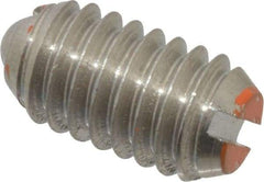 Vlier - 5/16-18, 0.156" Ball Diam, 0.578" Body Length, 0.04" Max Ball Reach, Threaded Ball Plunger - Stainless Steel Body, Stainless Steel Ball, 6 Lb Initial End Force, 17 Lb Final End Force - Exact Tool & Supply