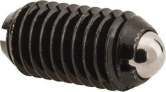 Vlier - M10x1.5, 6mm Ball Diam, 19mm Body Length, 2mm Max Ball Reach, Threaded Ball Plunger - Steel Body, Steel Ball, 4.5 Lb Initial End Force, 7.87 Lb Final End Force - Exact Tool & Supply